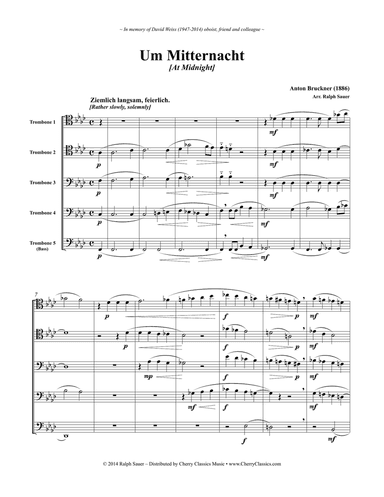 Um Mitternacht (At Midnight) for 5 part Trombone Ensemble