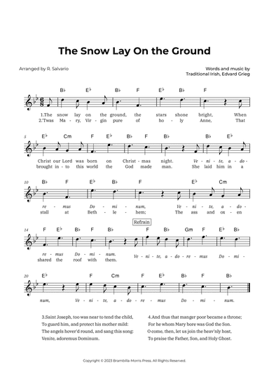 The Snow Lay On the Ground (Key of B-Flat Major)