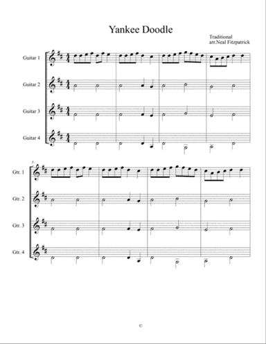 Yankee Doodle For Guitar Quartet