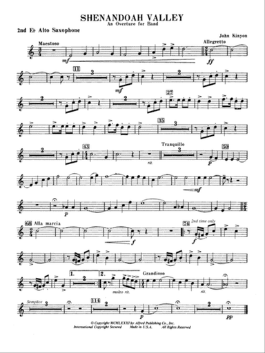 Shenandoah Valley: 2nd E-flat Alto Saxophone