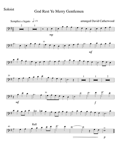 God Rest Ye Merry Gentlemen - Cello solo with piano accompaniment arranged by David Catherwood