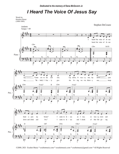 I Heard The Voice Of Jesus Say (Unison choir - Medium Key)