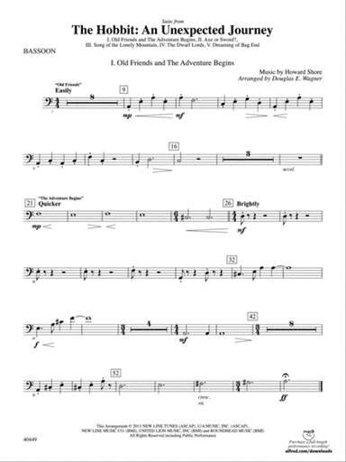 The Hobbit: An Unexpected Journey, Suite from: Bassoon