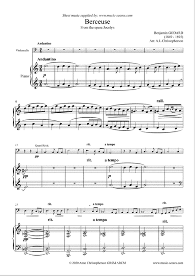 Berceuse from Jocelyn - Cello & Piano