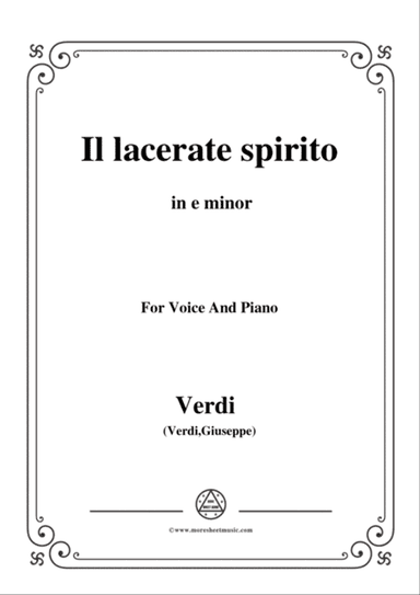 Verdi-Il lacerate spirito(A te l'estremo addio) in e minor, for Voice and Piano