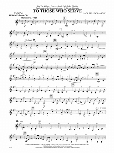 To Those Who Serve: (wp) E-flat Tuba T.C.