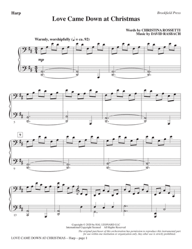 Love Came Down at Christmas - Harp