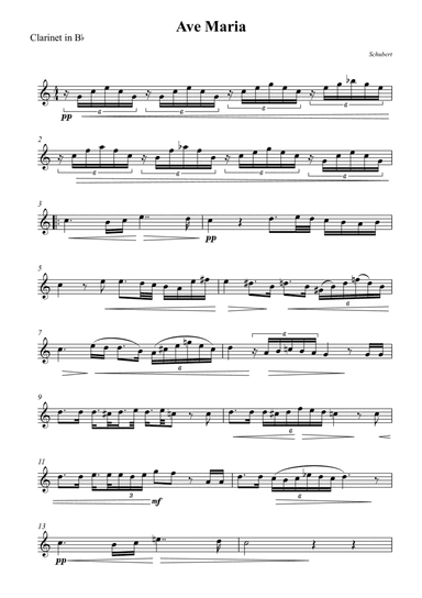Ave Maria For Clarinet Bb