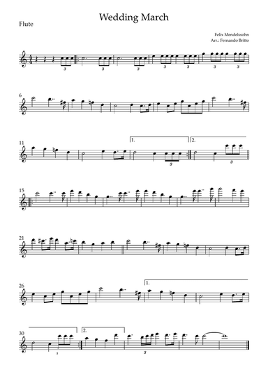 Wedding March (Felix Mendelssohn) for Flute Solo