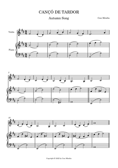 CANÇÓ DE TARDOR Vl & Pno