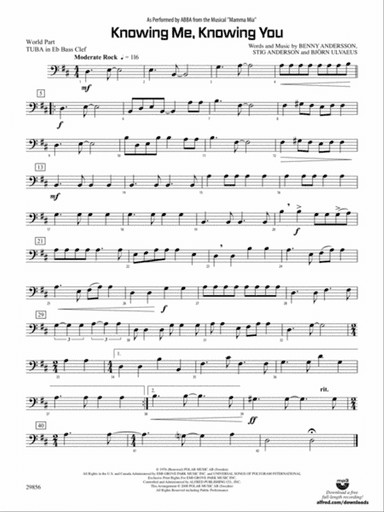 Knowing Me, Knowing You (As performed by ABBA from the musical Mamma Mia): (wp) E-flat Tuba B.C.