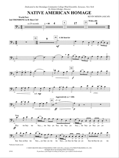 Native American Homage: (wp) 2nd B-flat Trombone B.C.