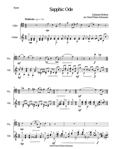 Sapphic Ode for cello and guitar