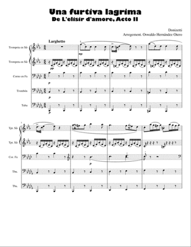 Una furtiva lagrima - Brass quintet