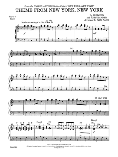 New York, New York, Theme from: Piano Accompaniment