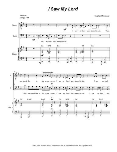 I Saw My Lord (Duet for Tenor and Bass Solo)