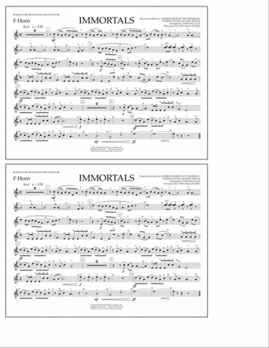 Immortals (from Big Hero 6) (arr. Tom Wallace) - F Horn