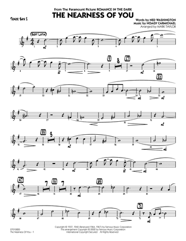 The Nearness of You (arr. Mark Taylor) - Tenor Sax 2