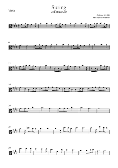 Spring - 3rd Movement (Antonio Vivaldi) for Viola Solo