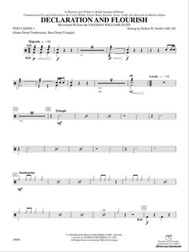 Declaration and Flourish (Movement III from the Vaughan Williams Suite): 1st Percussion