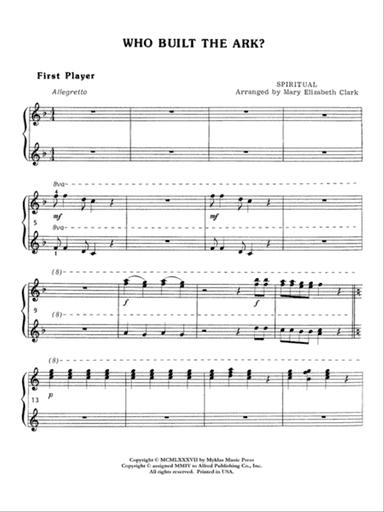 Who Built the Ark? - Piano Trio (1 Piano, 6 Hands)