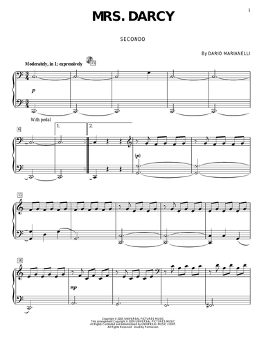 Mrs. Darcy (from Pride And Prejudice) (arr. Carol Klose)