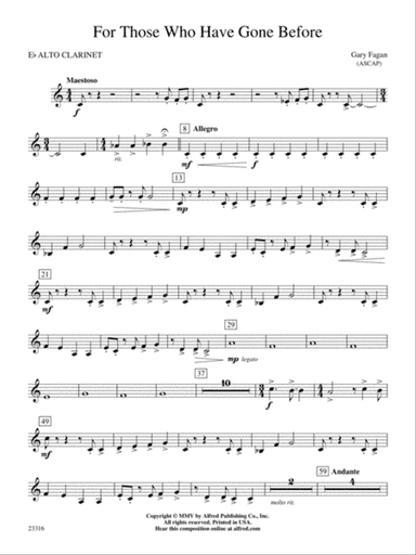 For Those Who Have Gone Before: E-flat Alto Clarinet