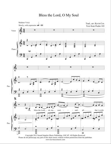 Bless the Lord, O My Soul - Low Voice