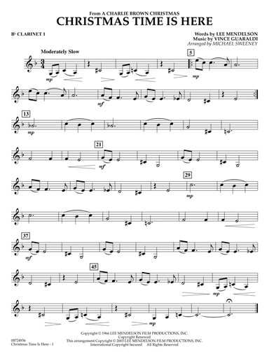 Christmas Time Is Here (arr. Michael Sweeney) - Bb Clarinet 1