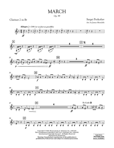 March, Op. 99 - Bb Clarinet 2