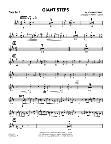 Giant Steps (arr. Mark Taylor) - Tenor Sax 1
