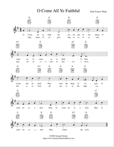 O Come All Ye Faithful (Adeste Fidelis) - lead sheet in G major