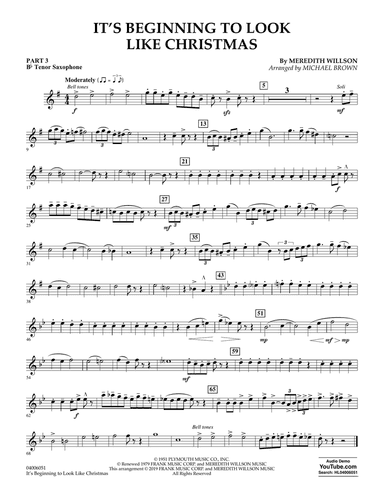 It's Beginning to Look Like Christmas (arr. Michael Brown) - Pt.3 - Bb Tenor Saxophone