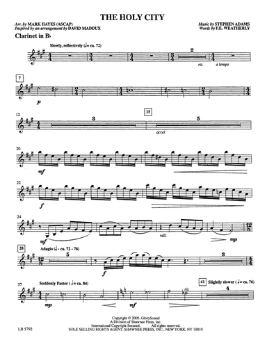 The Holy City (arr. Mark Hayes) - Clarinet in Bb