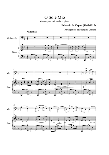 Di Capua-O Sole Mio for cello & piano