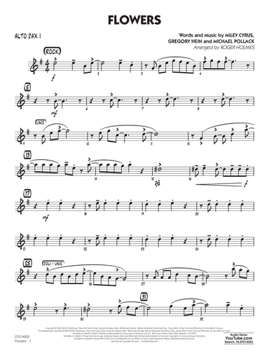 Flowers (arr. Roger Holmes) - Alto Sax 1