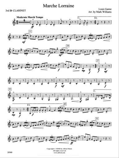 Marche Lorraine: 3rd B-flat Clarinet