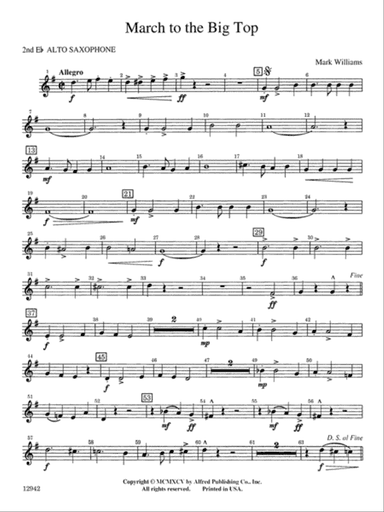 March to the Big Top: 2nd E-flat Alto Saxophone