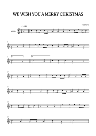 We Wish You a Merry Christmas for violin ⢠easy Christmas sheet music