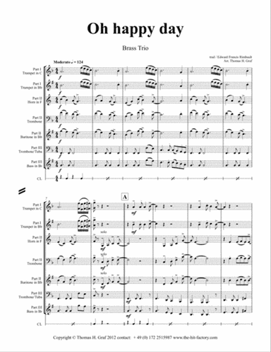 Oh happy day - Christmas Song - Gospel - Brass Trio