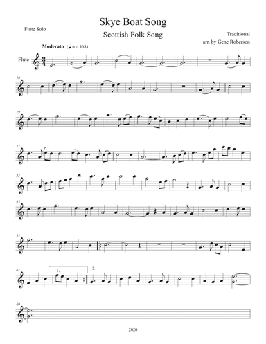 Skye Boat Song Flute Solo in C Major (C instruments)