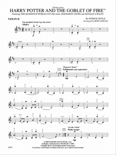 Harry Potter and the Goblet of Fire,™ Themes from: 2nd Violin