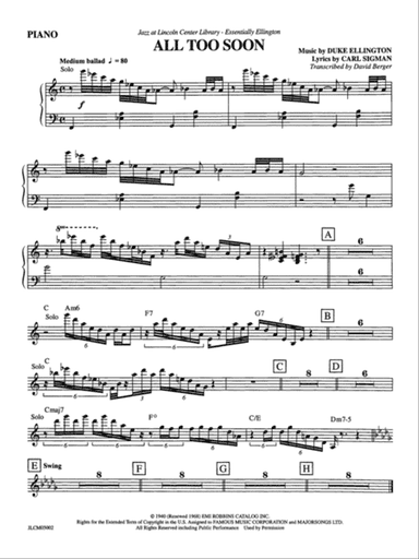 All Too Soon: Piano Accompaniment