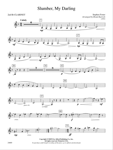Slumber, My Darling: 2nd B-flat Clarinet