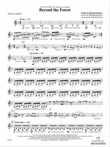 Beyond the Forest (from The Hobbit: The Desolation of Smaug): 3rd B-flat Clarinet