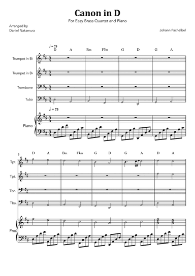Canon In D (for Brass Quartet with Piano)