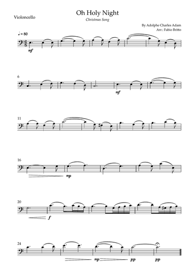 Oh Holly Night (Christmas Song) for Cello Solo