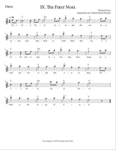 The First Noel for Oboe