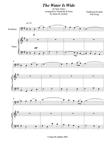 The Water is Wide for Trombone & Piano