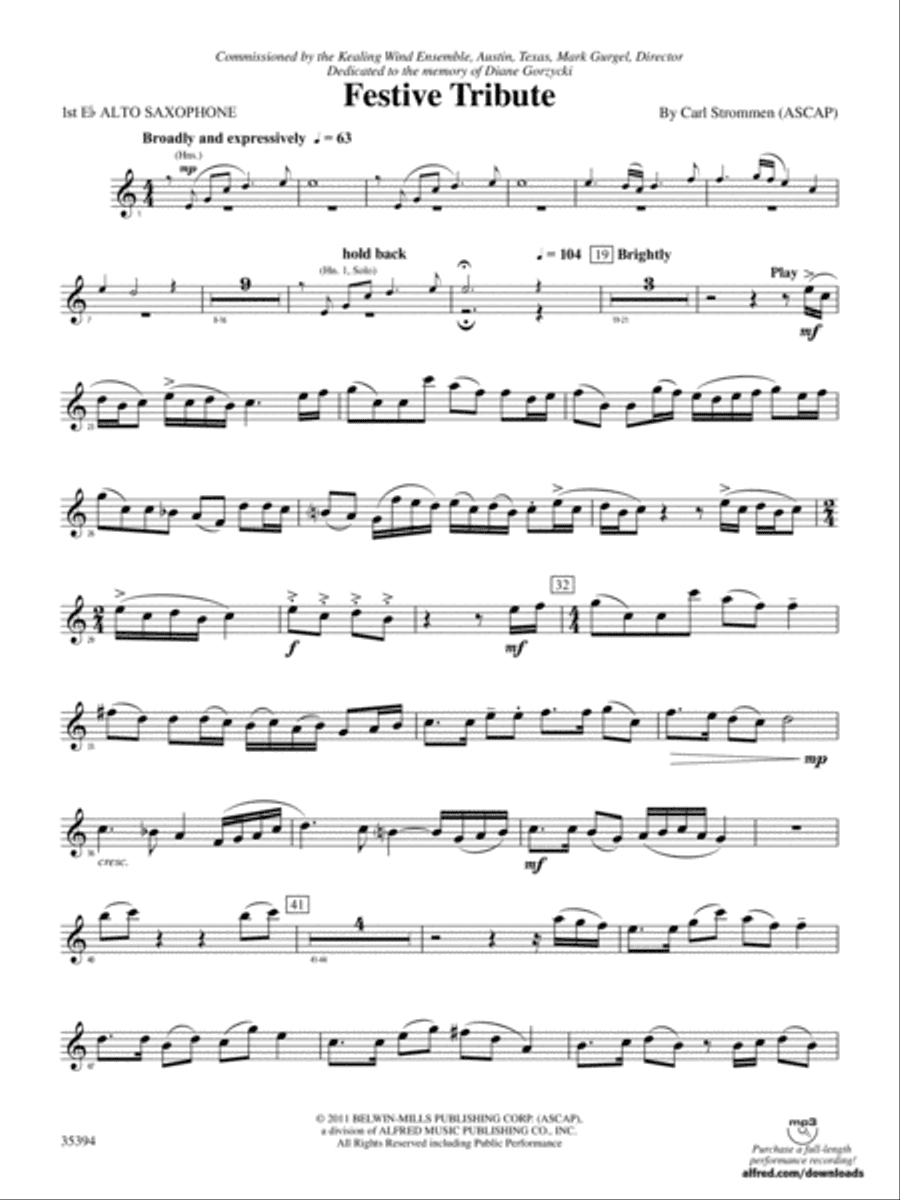 Festive Tribute: E-flat Alto Saxophone